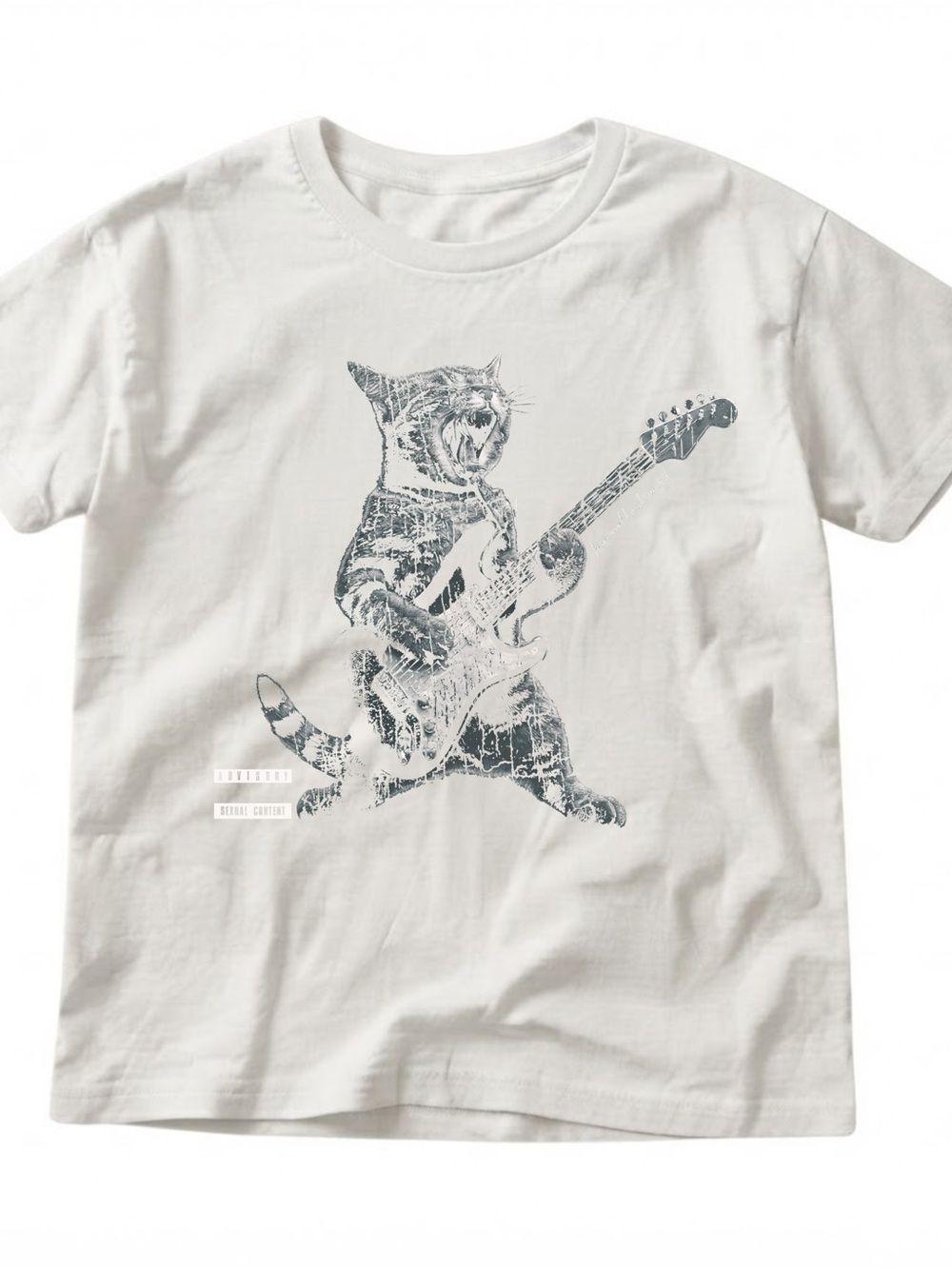 Rock Guitar Cat Graphic Gildan T-shirt Funny Animal Cotton Tee